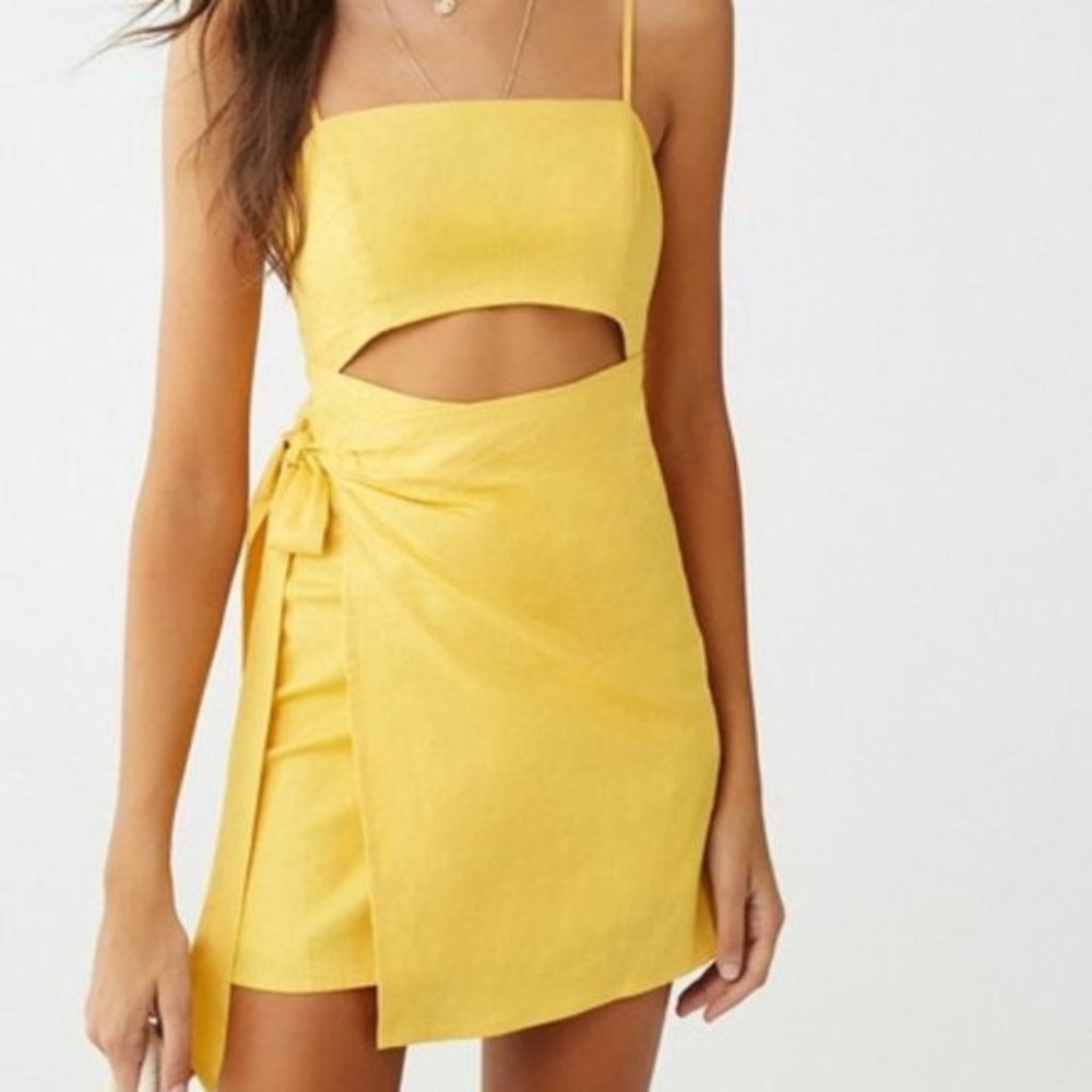 F21 Yellow Cut Out Dress - Picture 1 of 11
